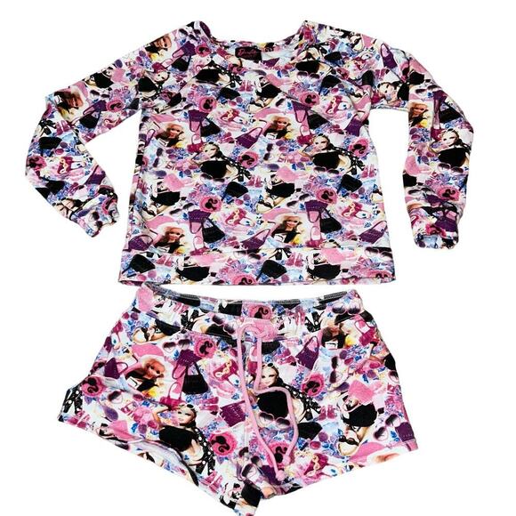 Forever 21 2014 Limited Edition Barbie Print Graphic set Sweatshirt/shorts SZ SM - Picture 2 of 7
